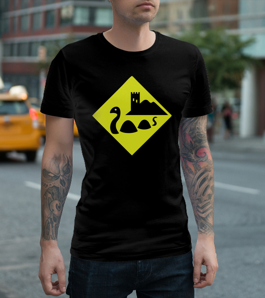 Nessie Scotland Loch Ness Warning Sign Castle T-Shirt