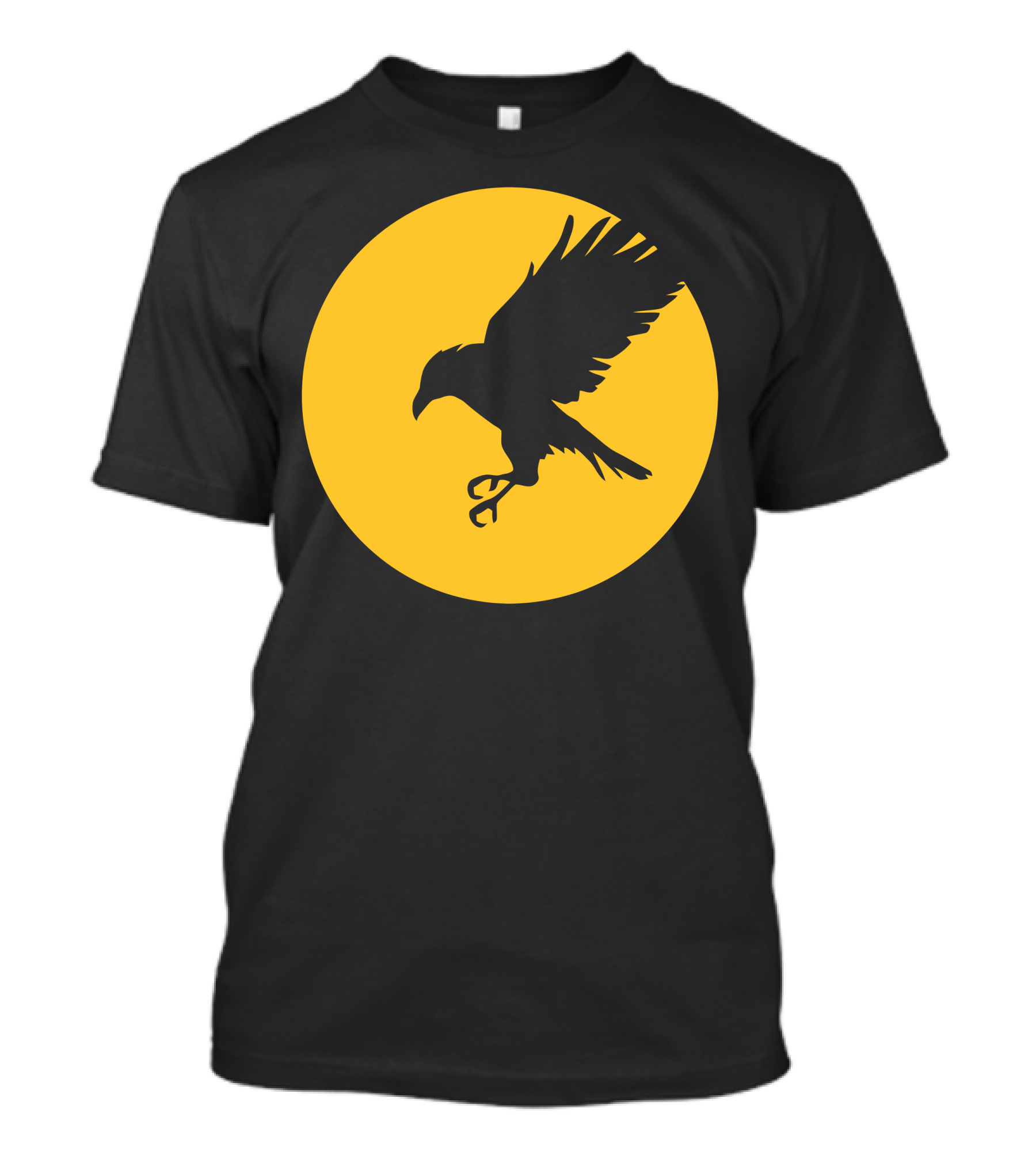 Raven Silhouette Against Yellow Moon Background T-Shirt