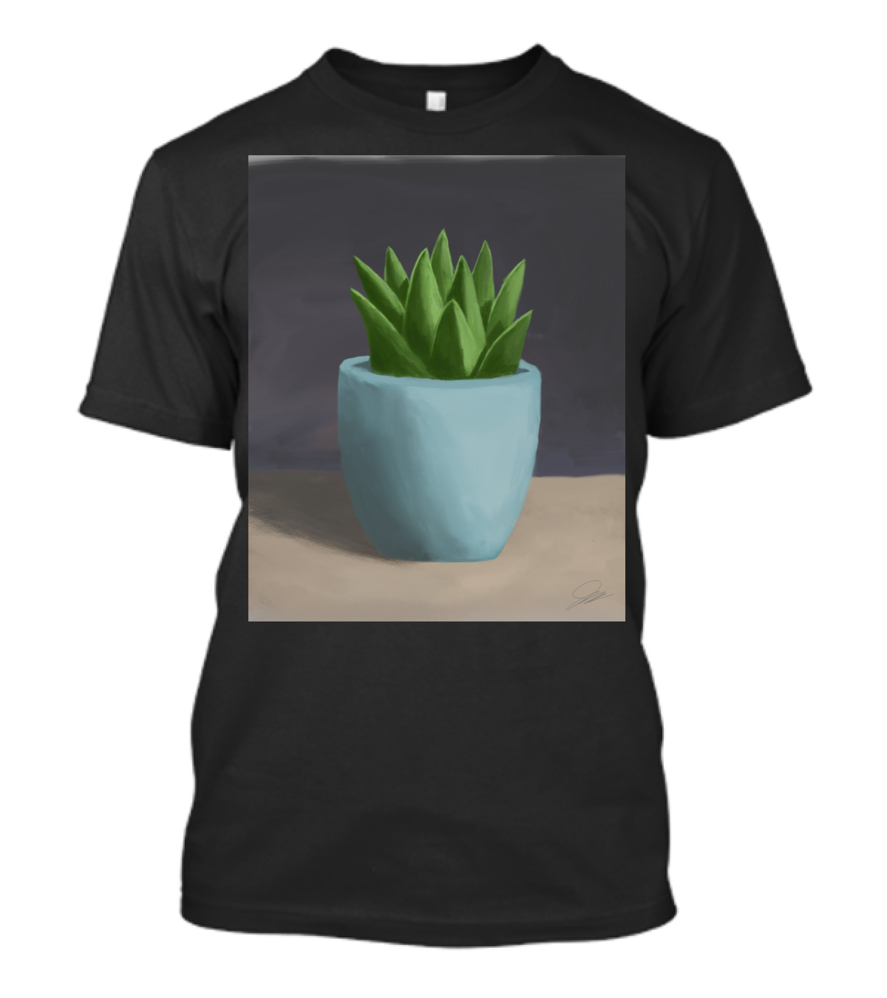 Signature Green Plant In Blue Pot T-Shirt