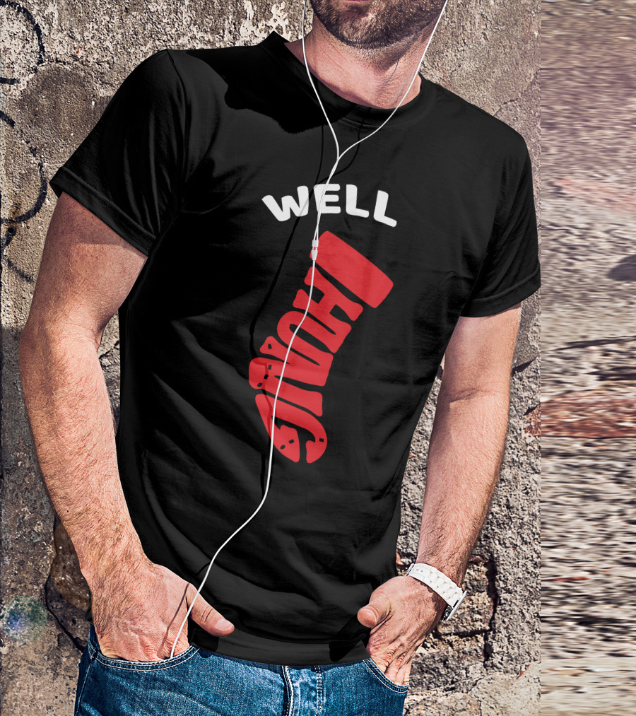 Well Hung Red Stocking Christmas Humor T-Shirt