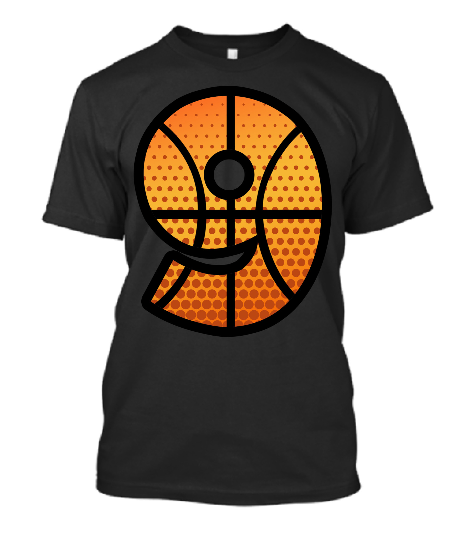 Basketball Number Nine Graphic With Orange Halftone T-Shirt