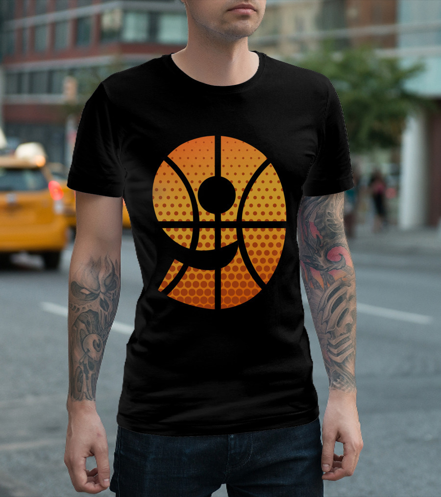Basketball Number Nine Graphic With Orange Halftone T-Shirt