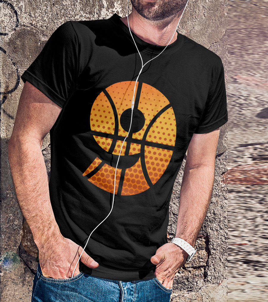 Basketball Number Nine Graphic With Orange Halftone T-Shirt
