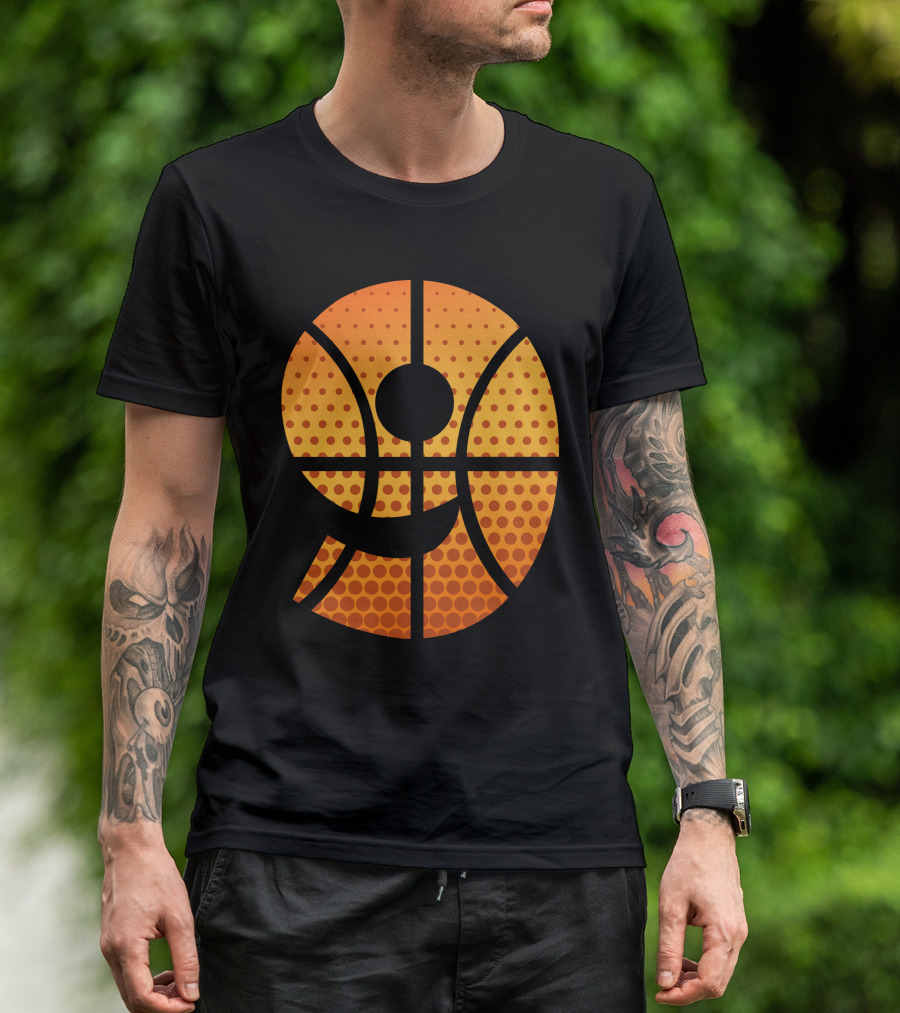 Basketball Number Nine Graphic With Orange Halftone T-Shirt
