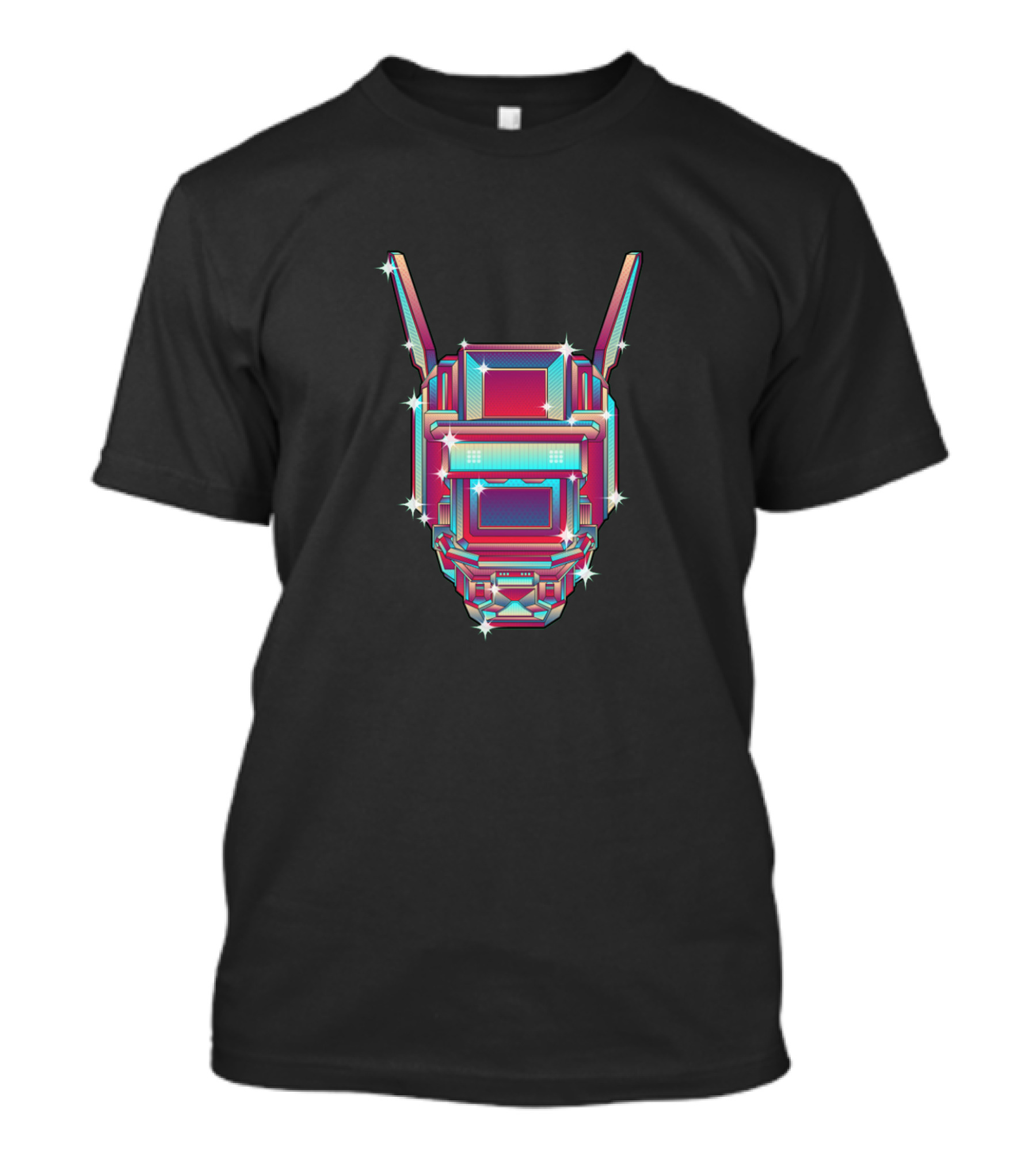 Chappie Retro Futuristic Robot Head With Neon Glow T-Shirt
