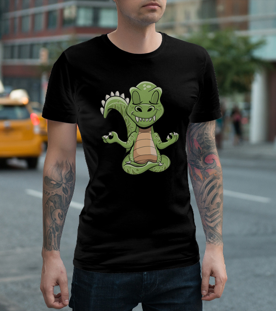 Dino Yoga Meditating Rex Yogasaurus Dinosaur T-Shirt