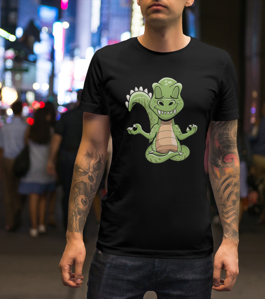 Dino Yoga Meditating Rex Yogasaurus Dinosaur T-Shirt