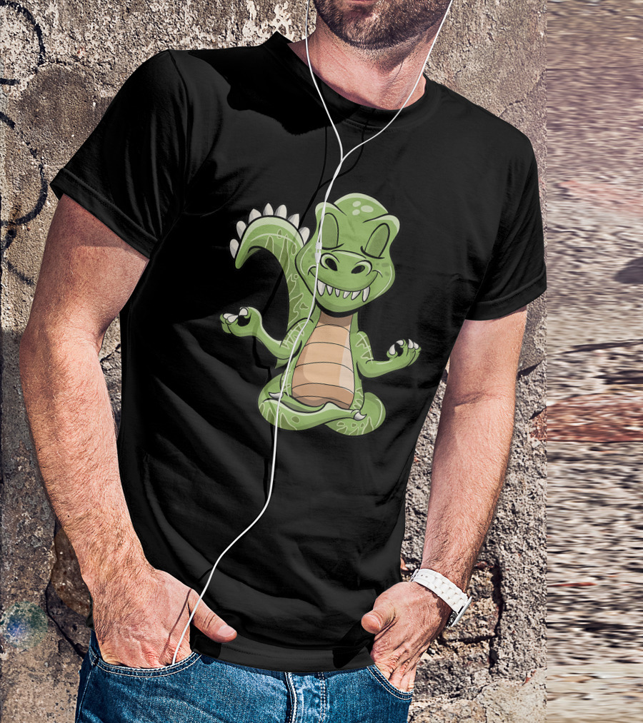 Dino Yoga Meditating Rex Yogasaurus Dinosaur T-Shirt