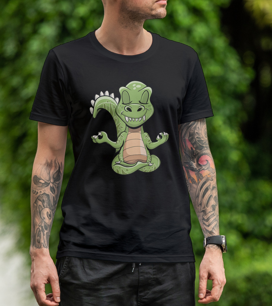 Dino Yoga Meditating Rex Yogasaurus Dinosaur T-Shirt