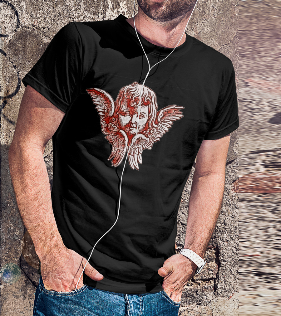 Head Wing Angel Drawing Tattoo T-Shirt