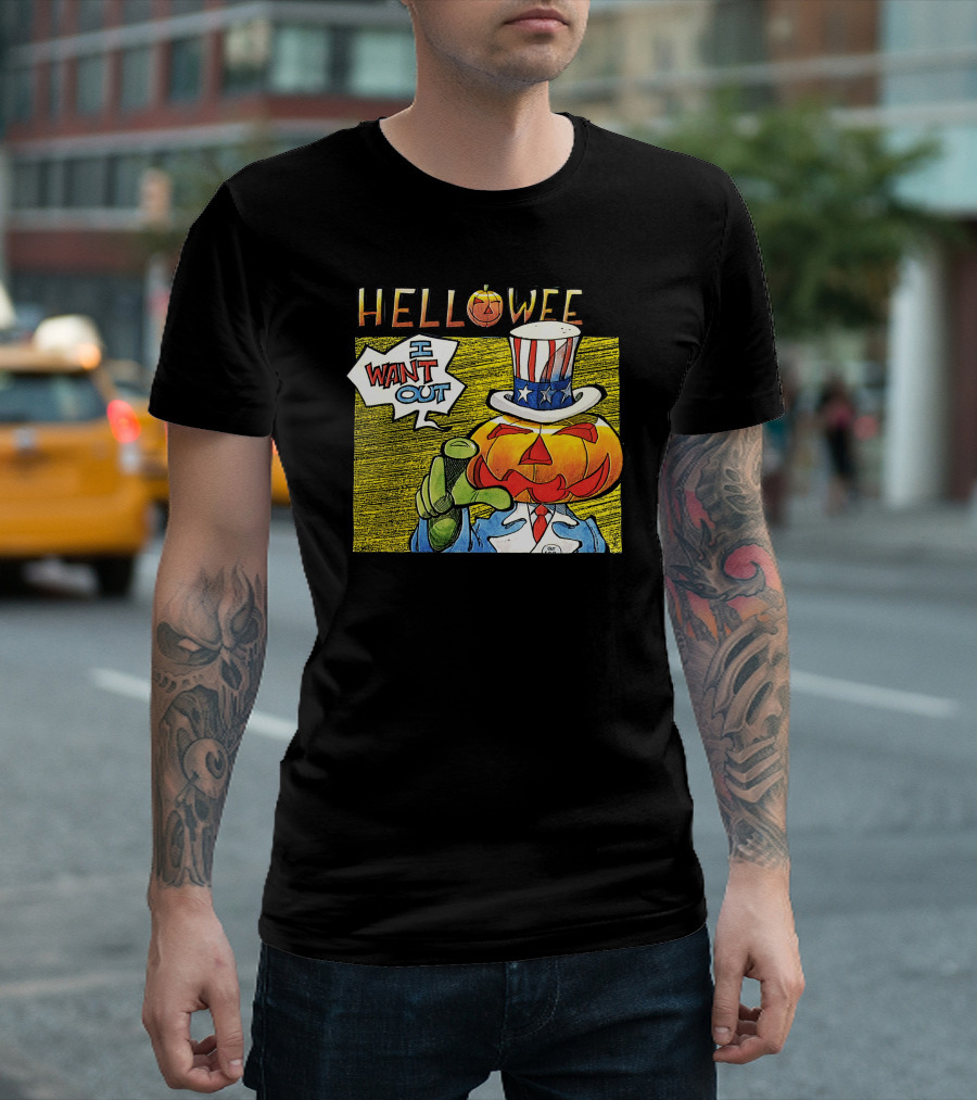 Helloween I Want Out Uncle Sam Pumpkin Head T-Shirt