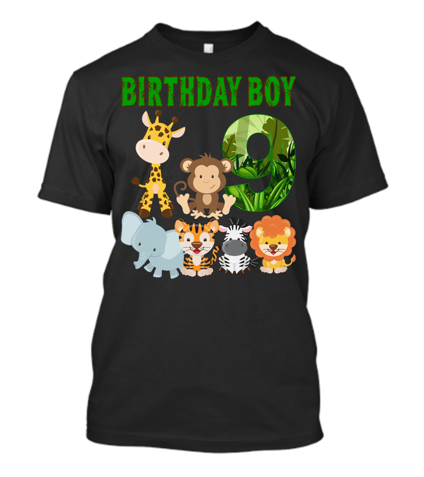 Birthday Boy Jungle Safari Animals Number Nine T-Shirt