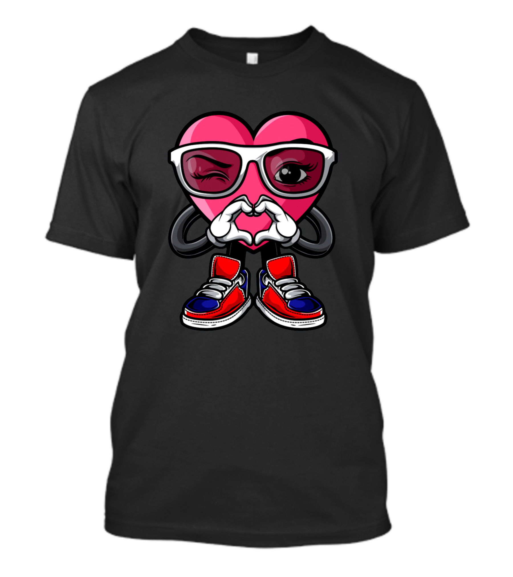 Love U Heart Wearing Sunglasses And Sneakers T-Shirt
