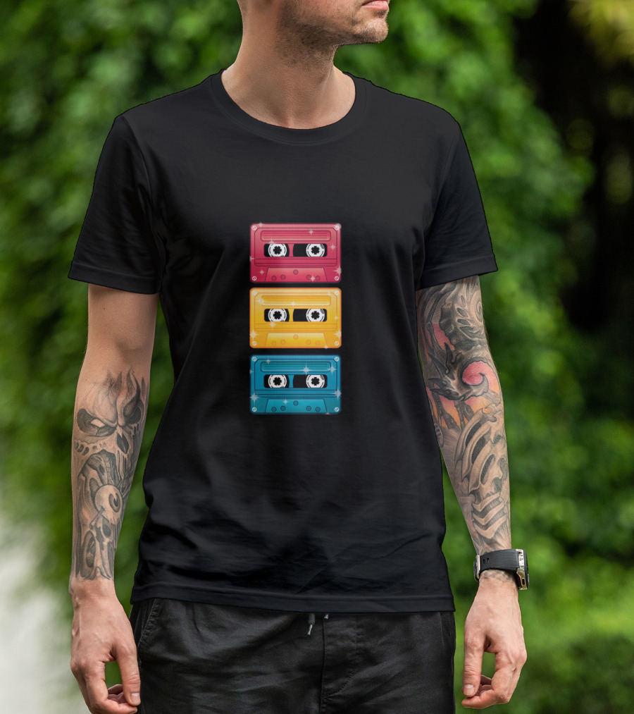 Mixtapes Retro Colorful Cassette Trio T-Shirt