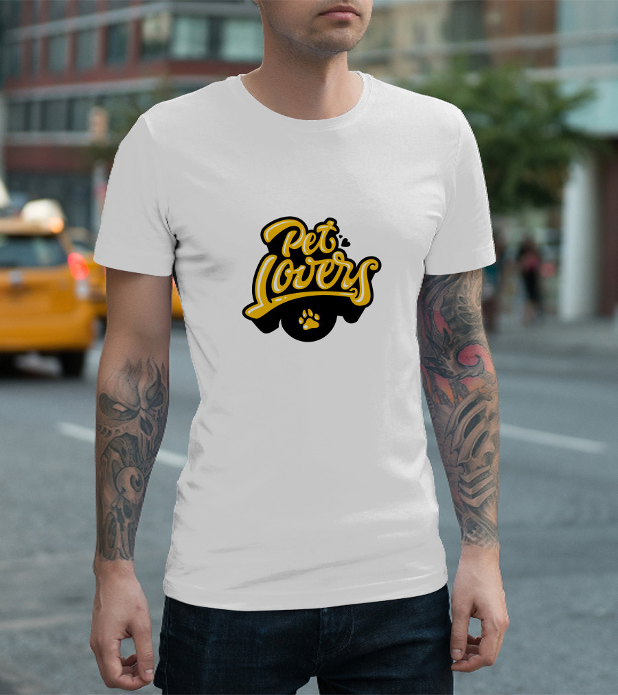 Pet Lovers Paw Print Yellow Script T-Shirt