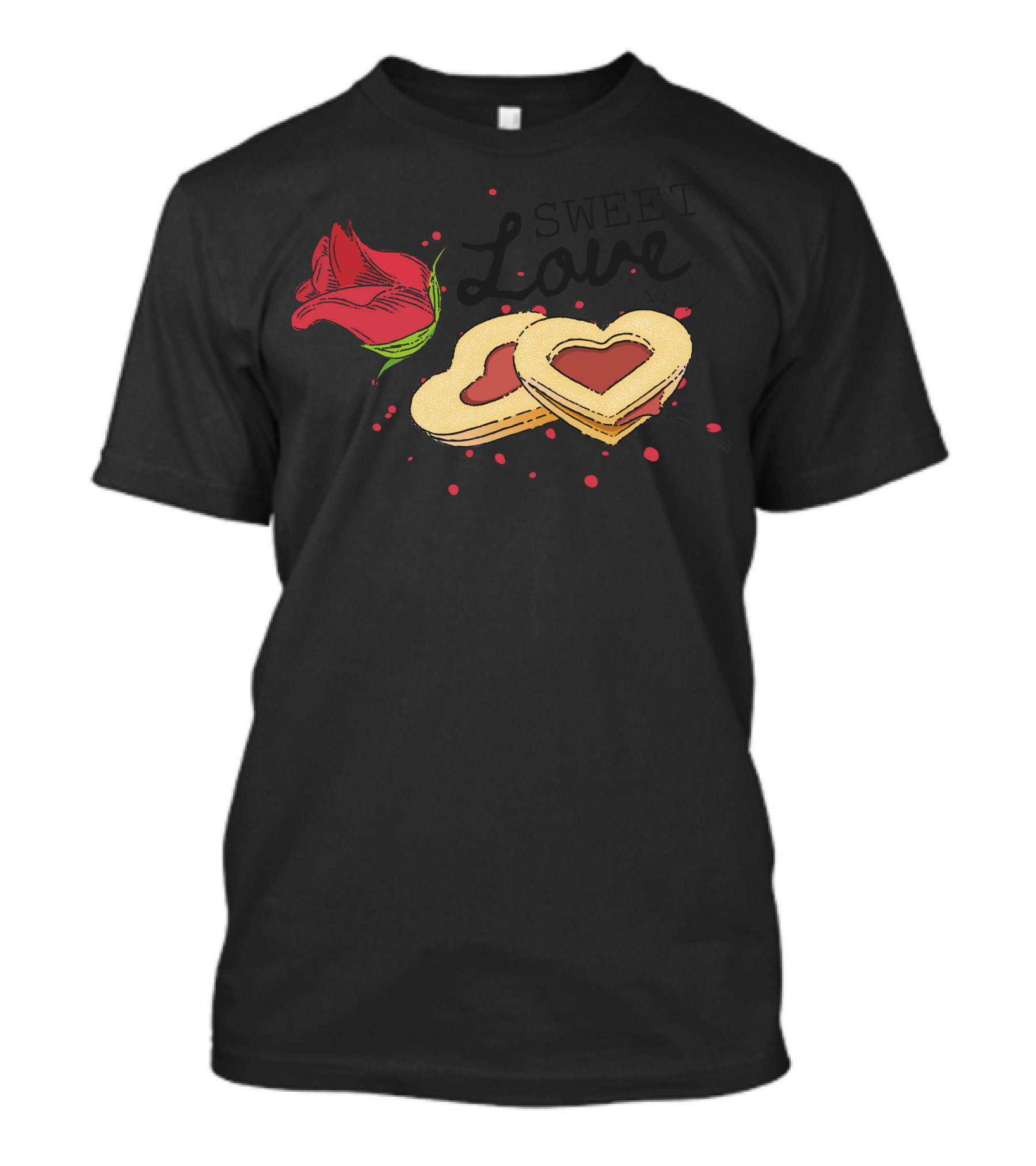 Valentines Day Sweet Love Rose With Heart Shaped Cookies T-Shirt