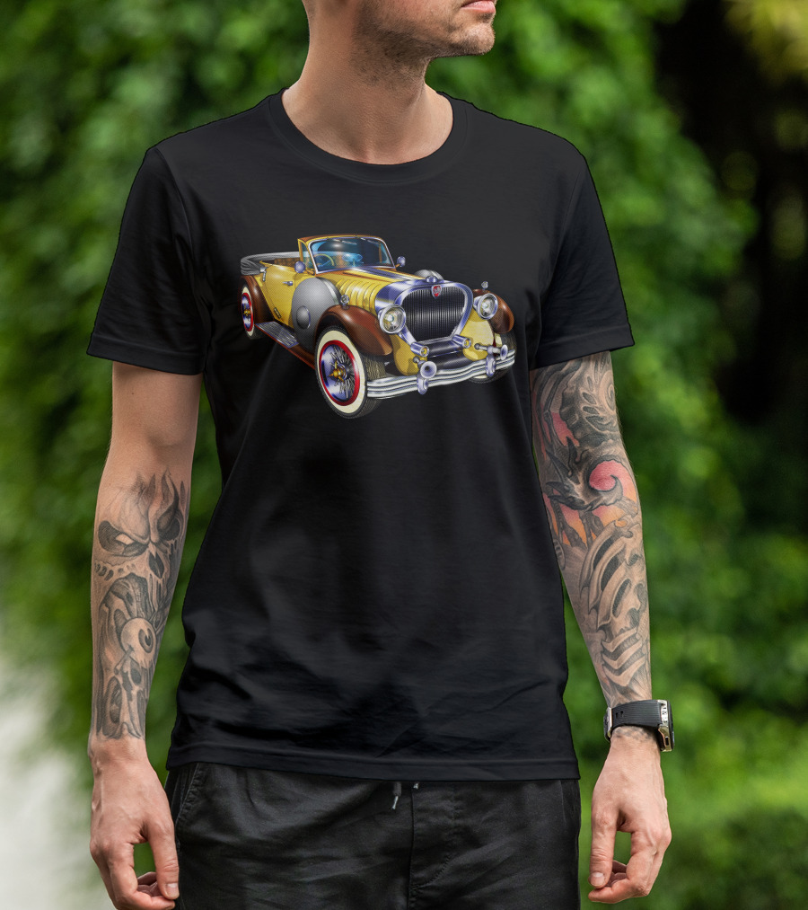 Classic Retro Convertible Golden Vintage Car T-Shirt