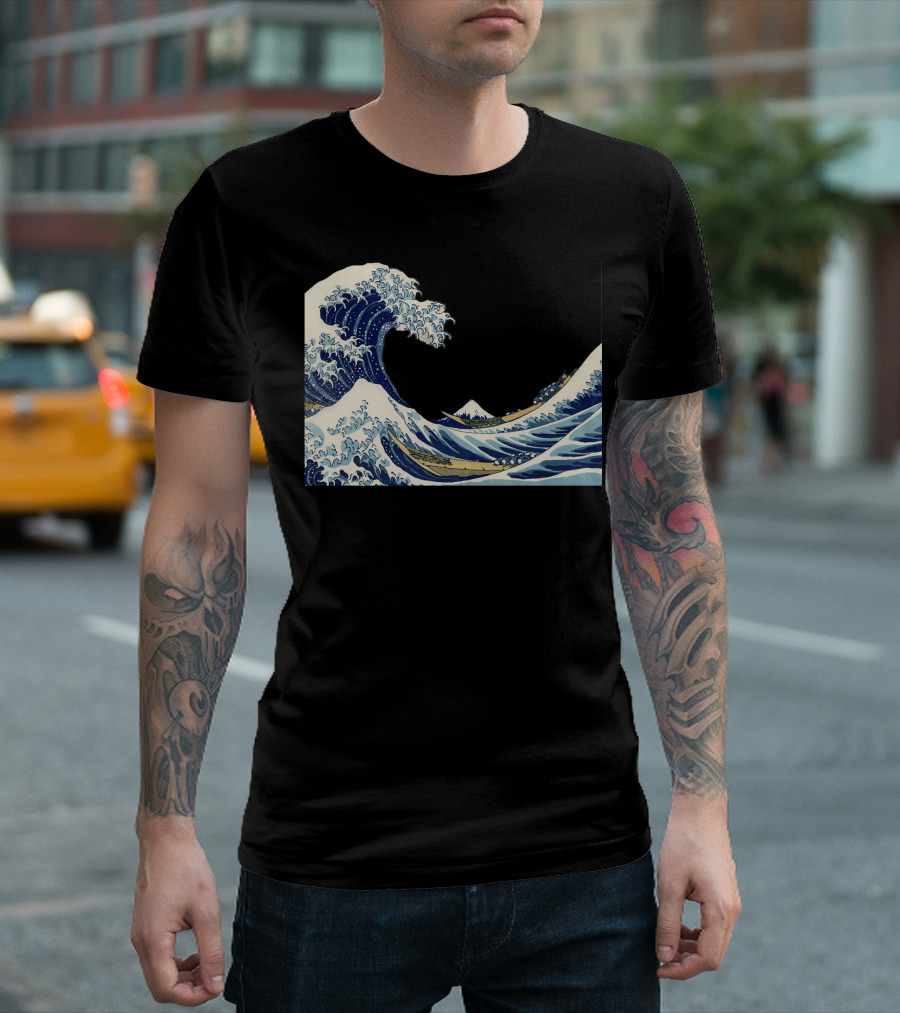 The Great Wave off Kanagawa Cartoon T-Shirt