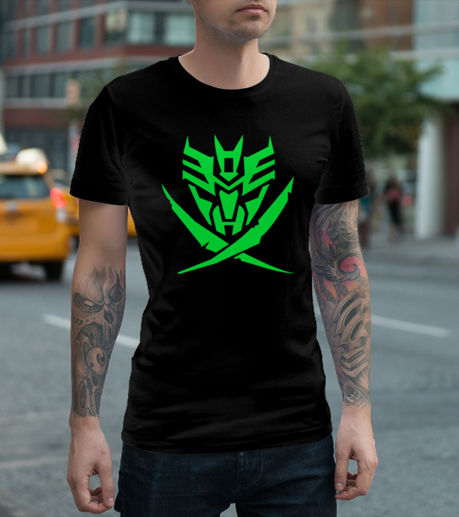 Autobot And Decepticon Symbols Neon Green Fusion T-Shirt