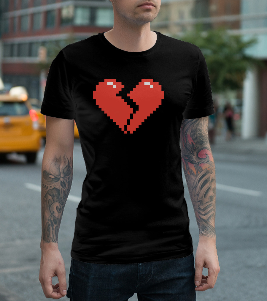 Pixelated Broken Heart Games Icon T-Shirt