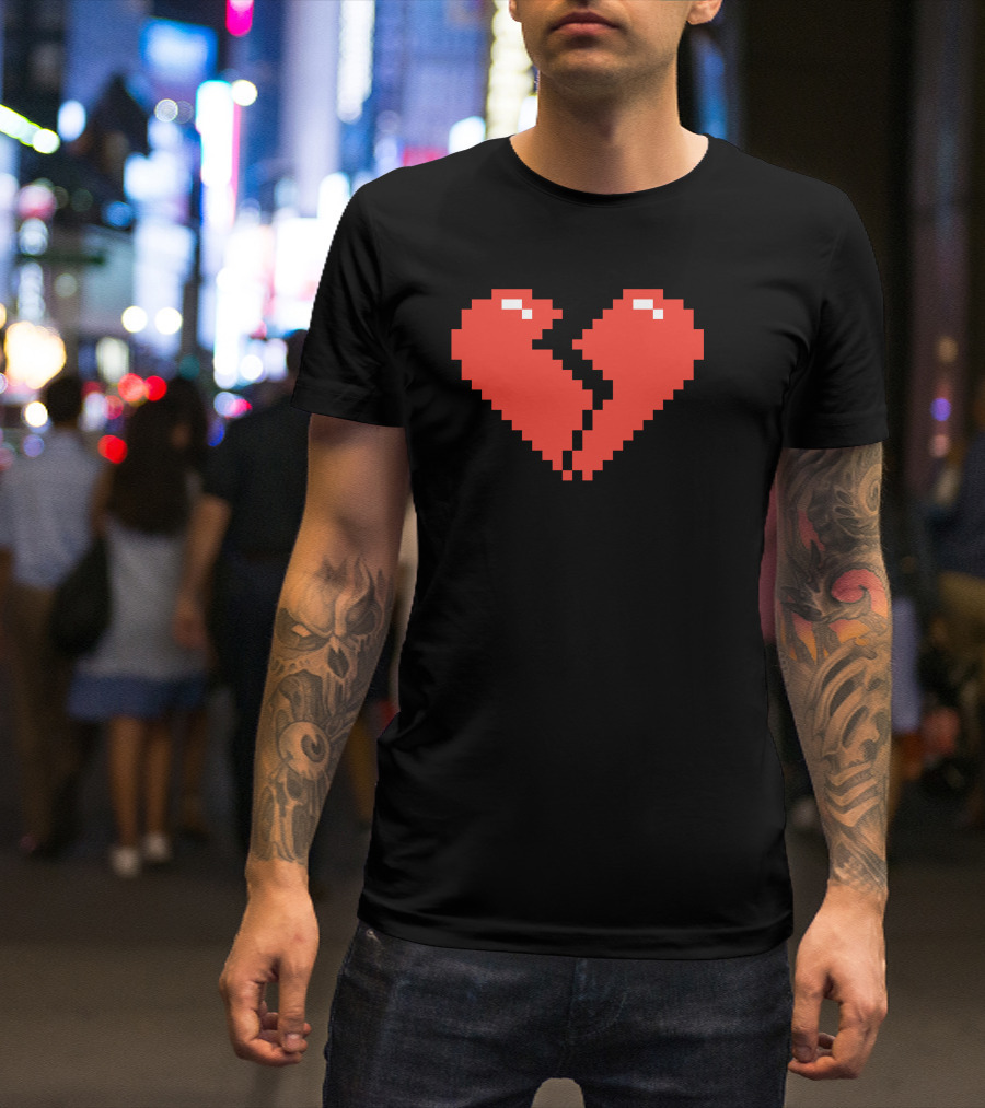 Pixelated Broken Heart Games Icon T-Shirt