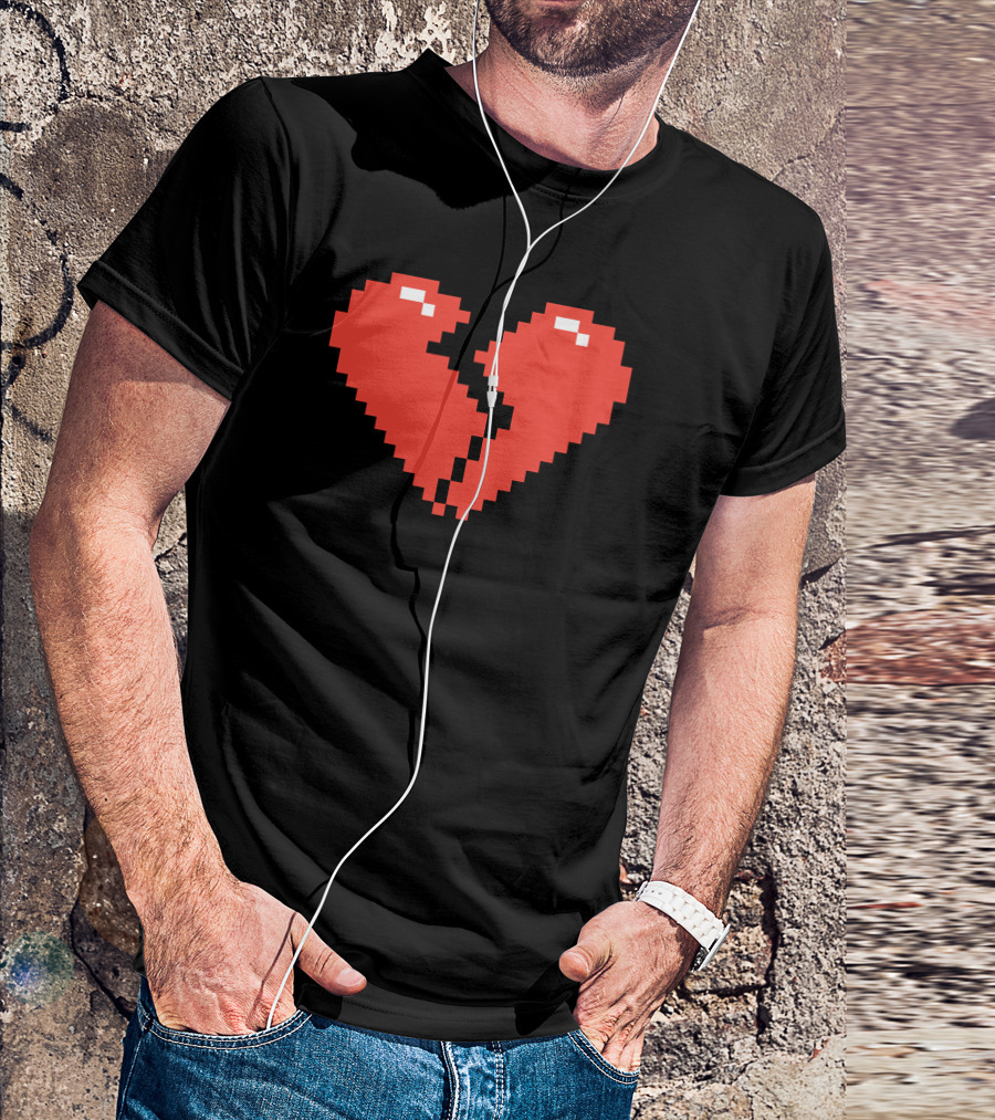 Pixelated Broken Heart Games Icon T-Shirt