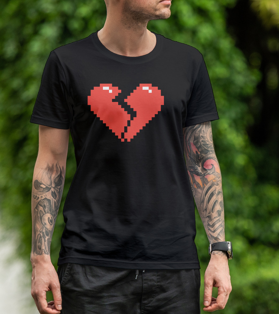 Pixelated Broken Heart Games Icon T-Shirt