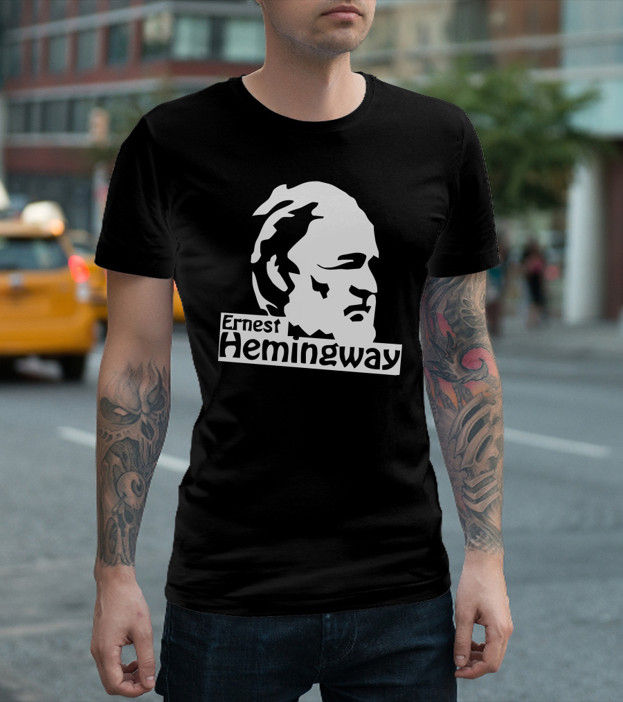 Ernest Hemingway Silhouette Face Profile T-Shirt