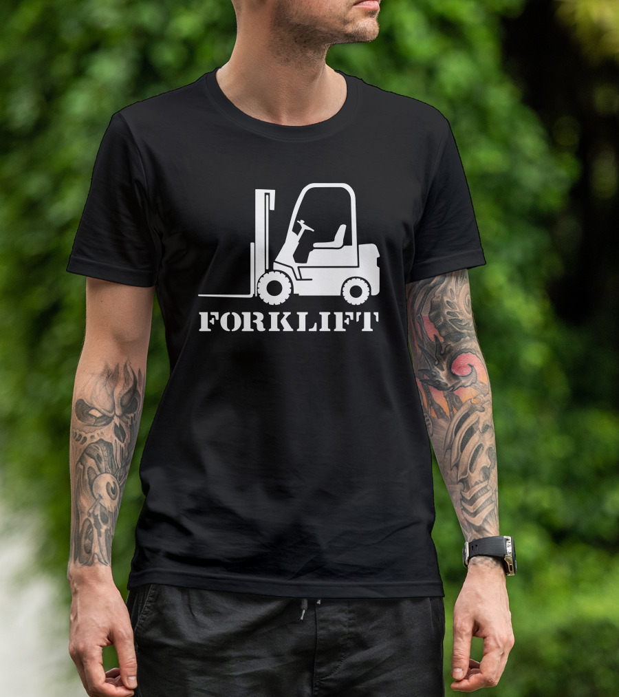 Forklift Truck Driver Silhouette With Stenciled Text T-Shirt