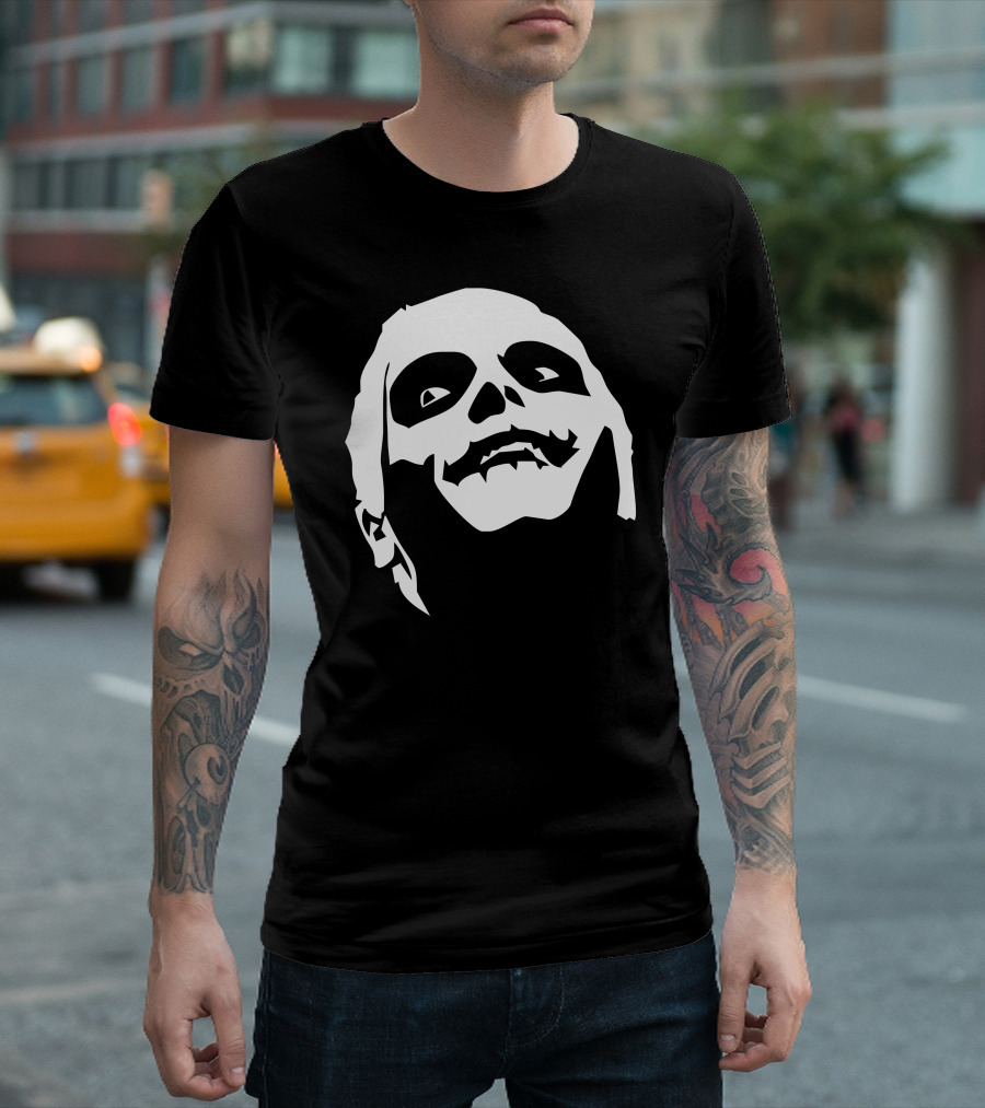 Gerard Way Skeleton Face Stencil White T-Shirt
