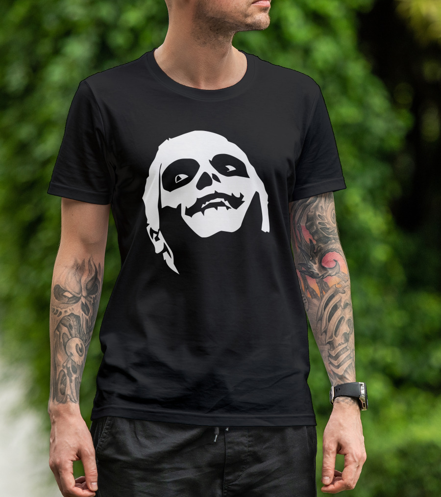 Gerard Way Skeleton Face Stencil White T-Shirt