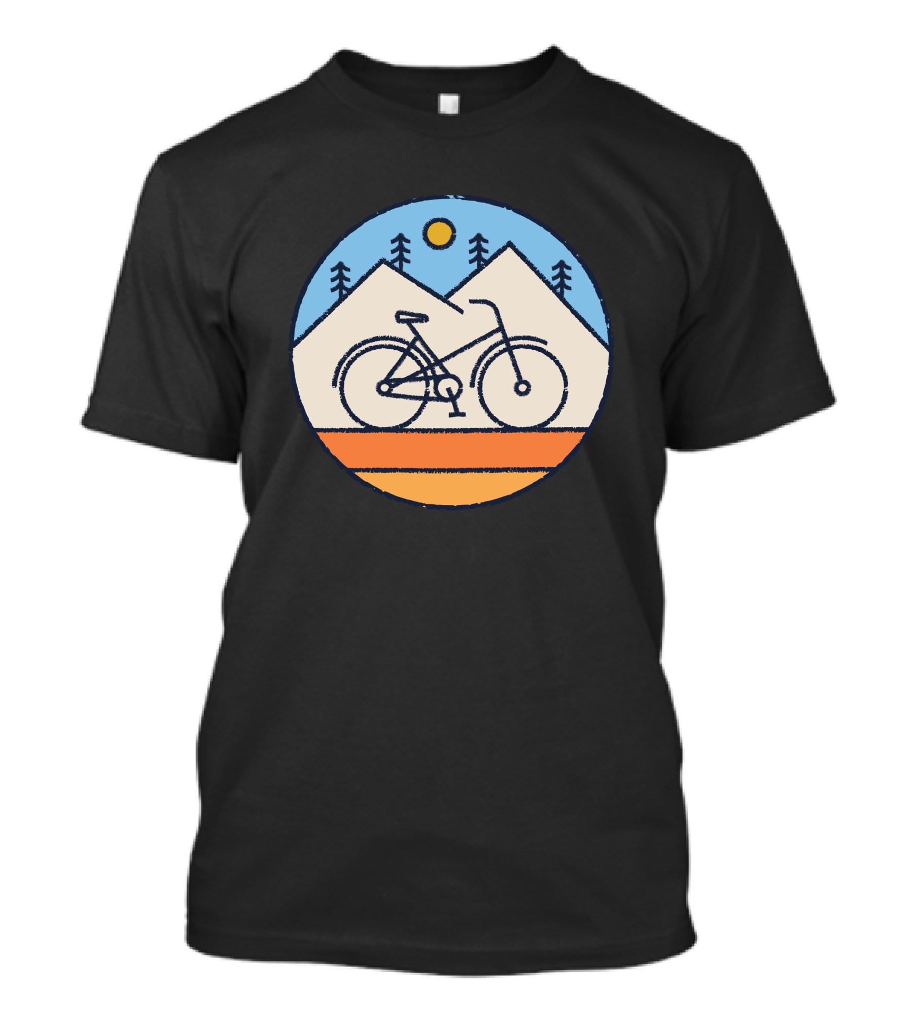 I Love Cycling With Mountain And Sun Scene T-Shirt