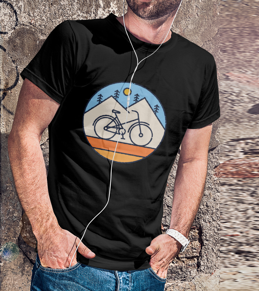 I Love Cycling With Mountain And Sun Scene T-Shirt