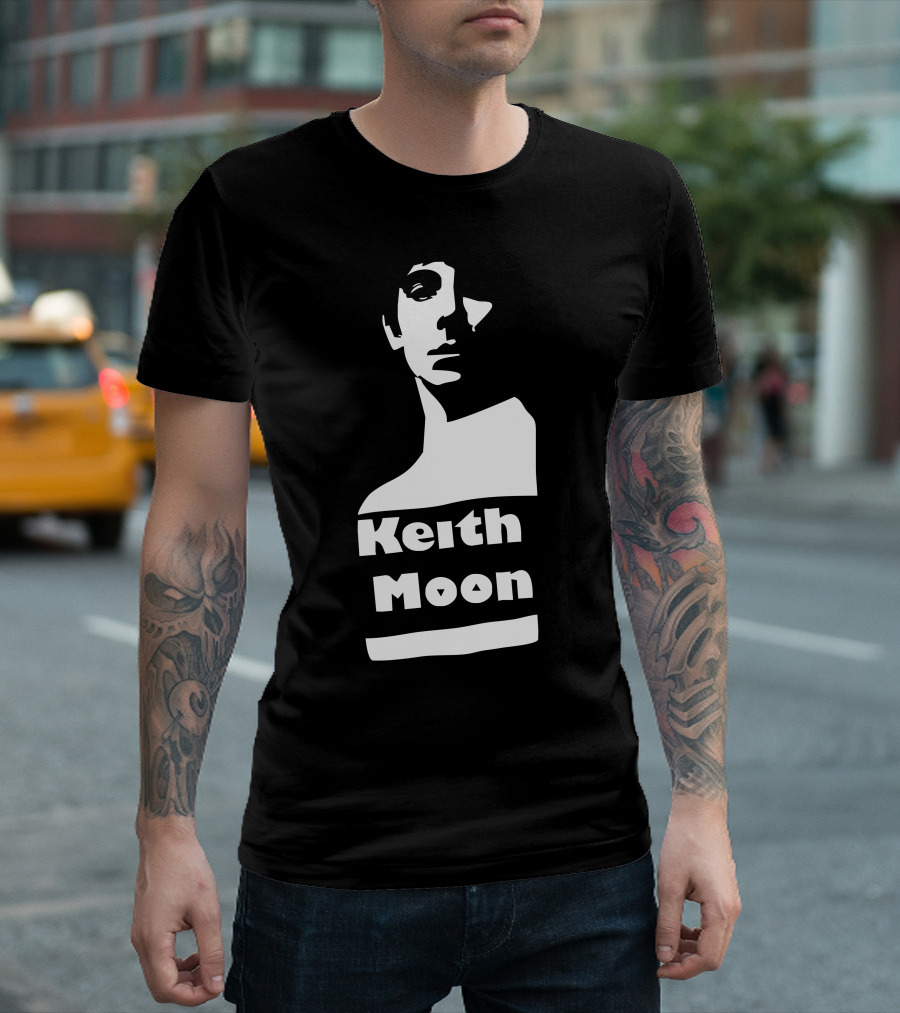 Keith Moon Monochrome Silhouette emulating iconic T-Shirt