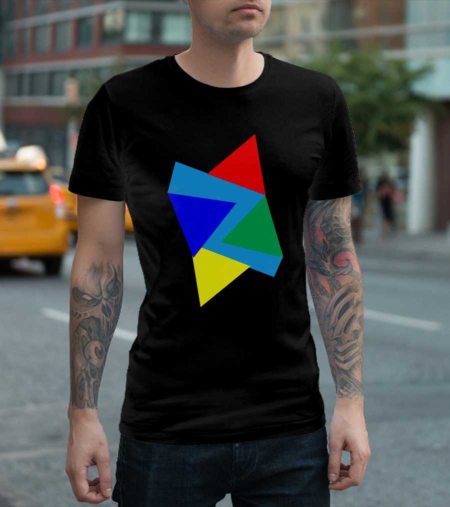 Loody Colorful Geometric Shapes Triangle Star T-Shirt