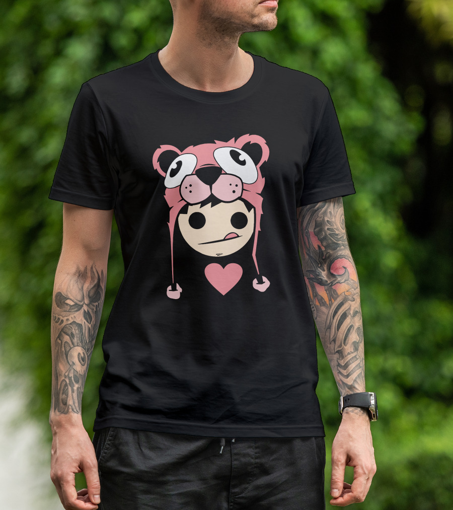 I Love Winter Pink Bear Hat-Heart T-Shirt