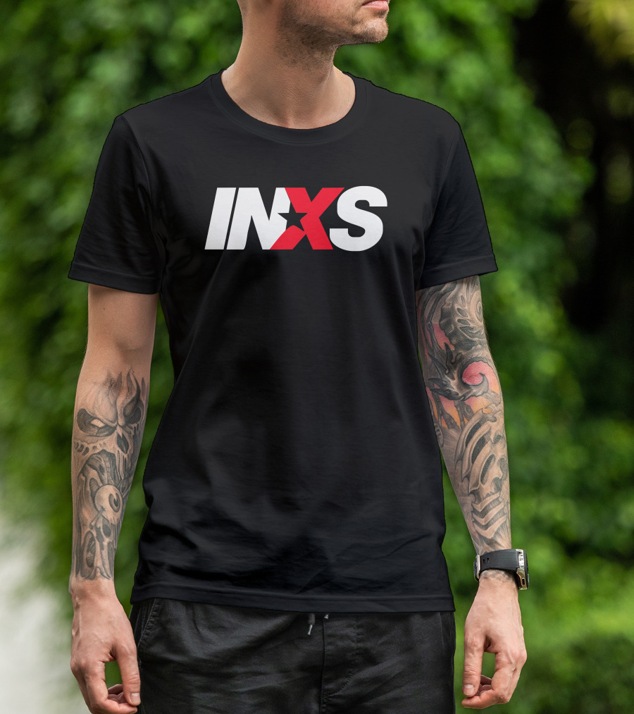 INXS Logo With Red Star And Bold White Letters T-Shirt