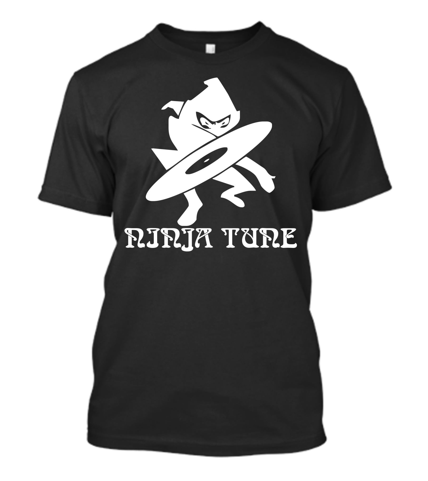 Ninja Tune Logo With Ninja Holding Vinyl Record T-Shirt