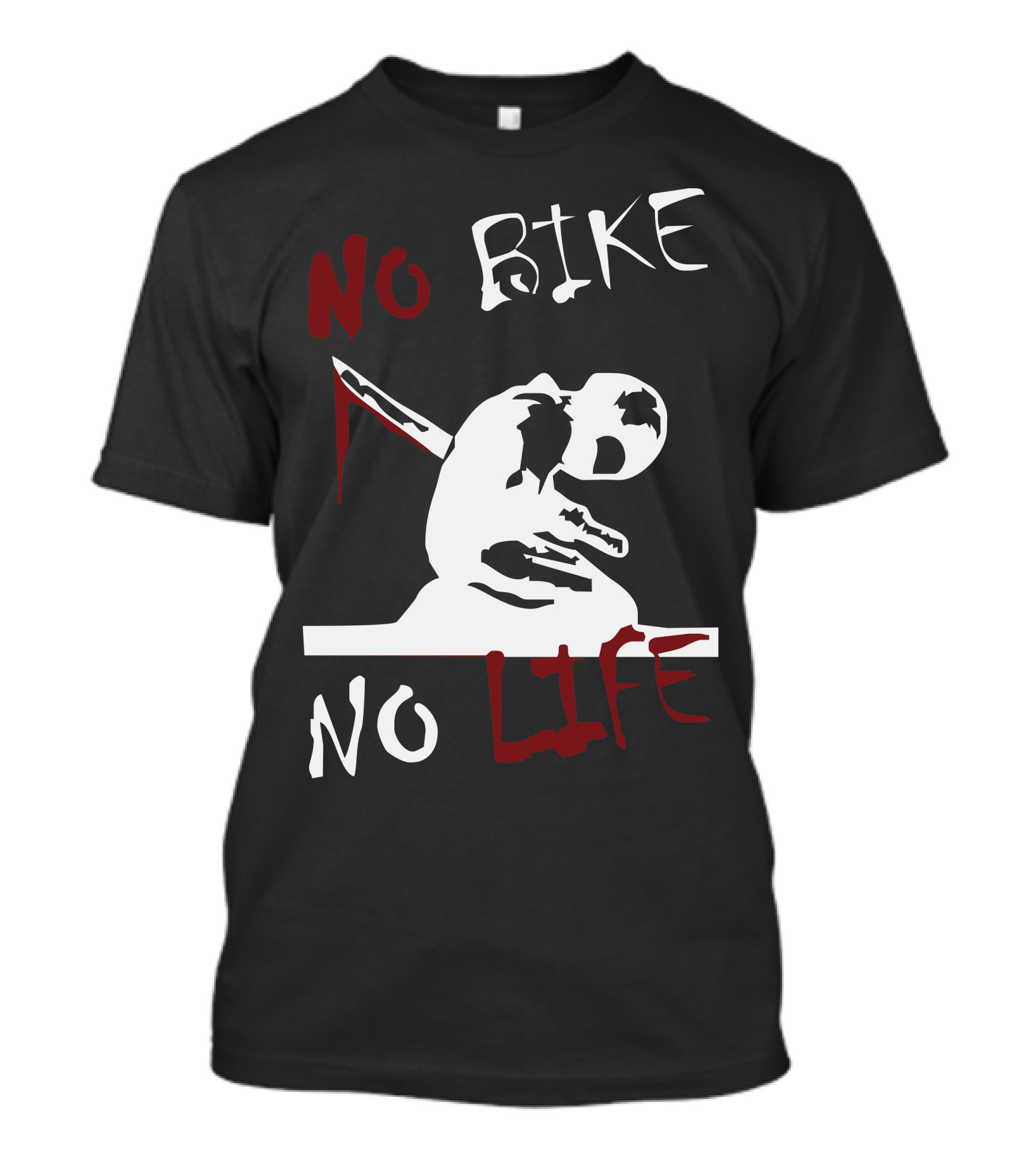 NO BIKE NO LIFE Grim Reaper Motif T-Shirt