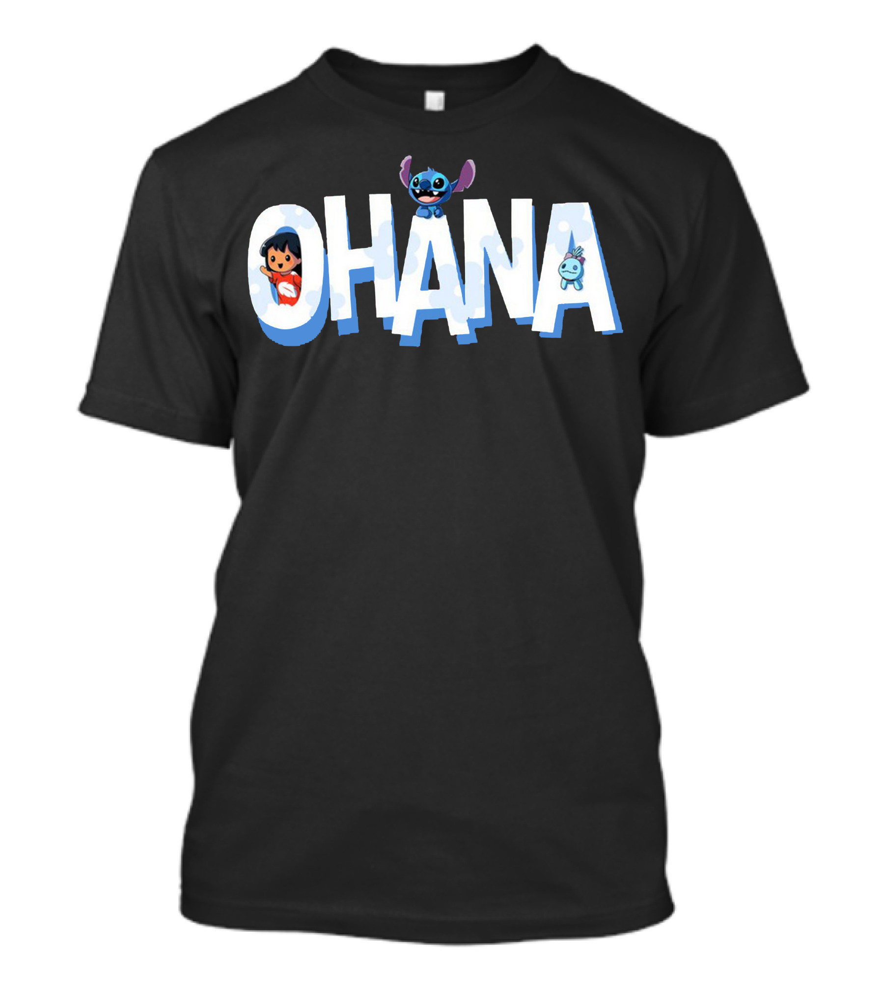 Ohana Lilo And Stitch Cute Characters T-Shirt