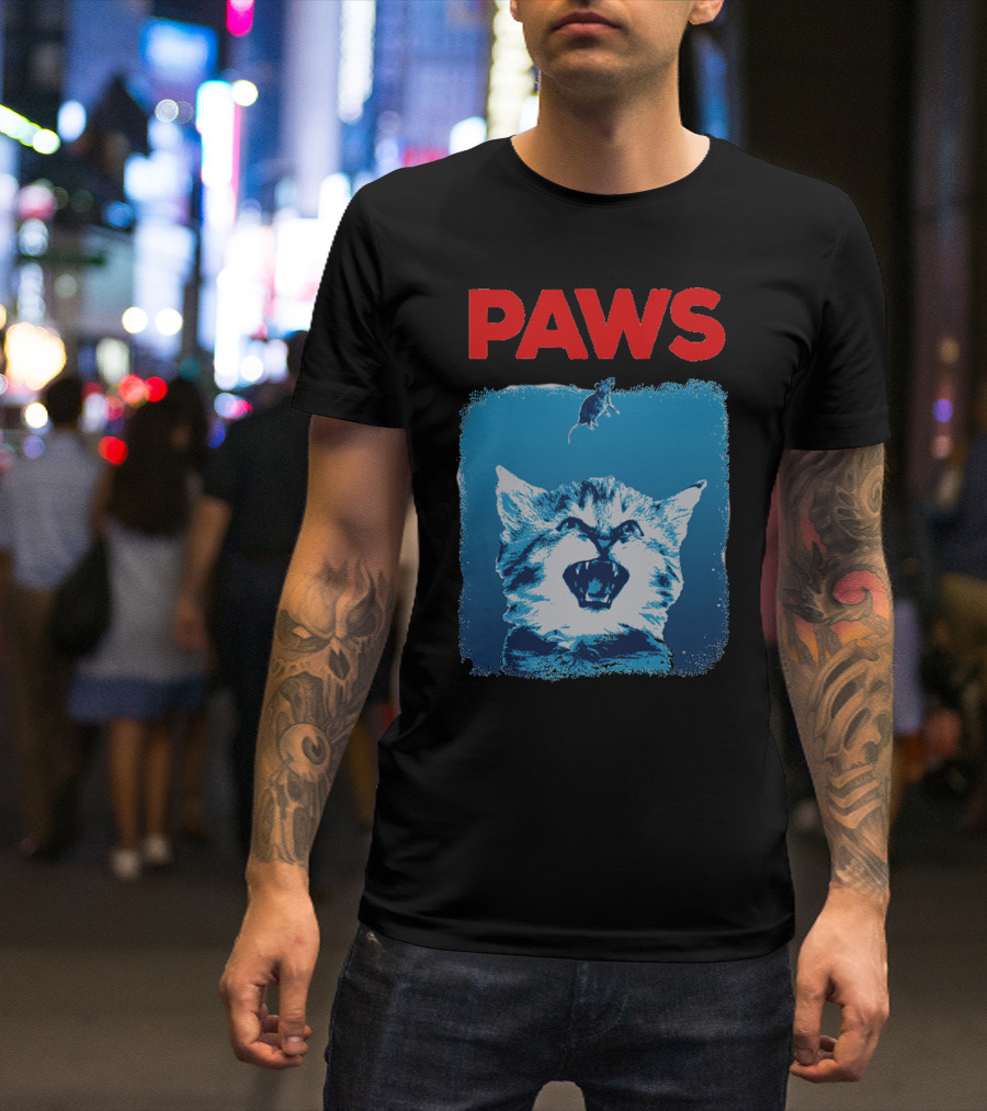 PAWS Cat Jaws Parody With Kitten And Mouse T-Shirt