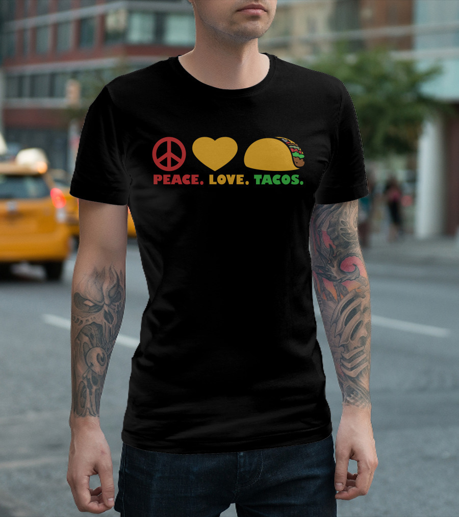 PEACE LOVE TACOS Peace Symbol Heart Taco T-Shirt