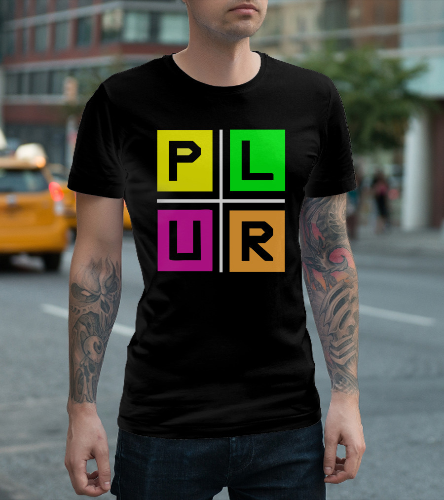 PLUR Bright Color Block T-Shirt