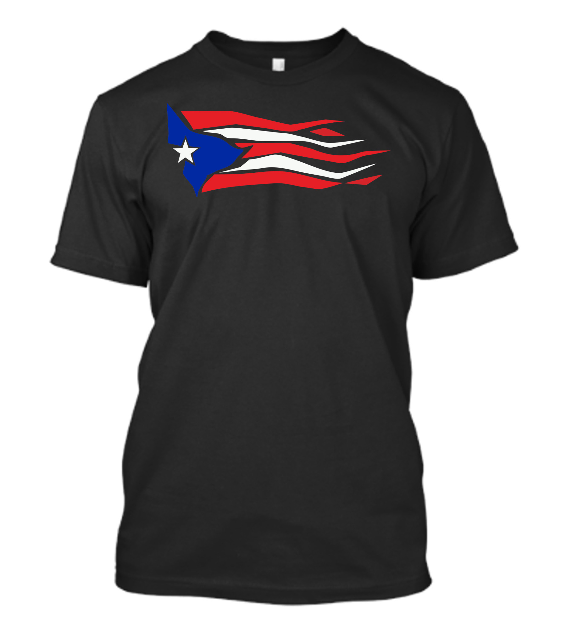 Puerto Rico Flag Blue Triangle White Star Red Stripes T-Shirt