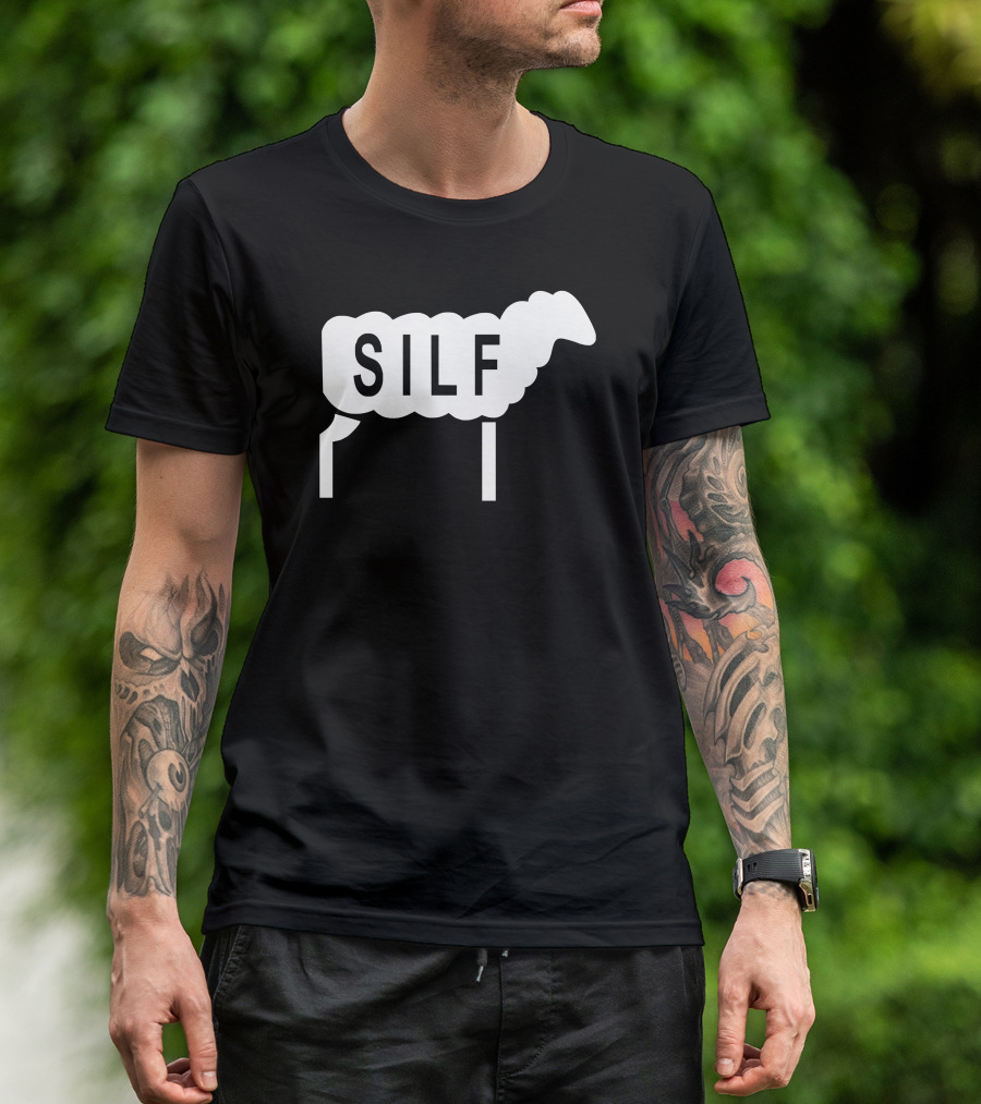 SILF Sheep Outline With Legs In White T-Shirt