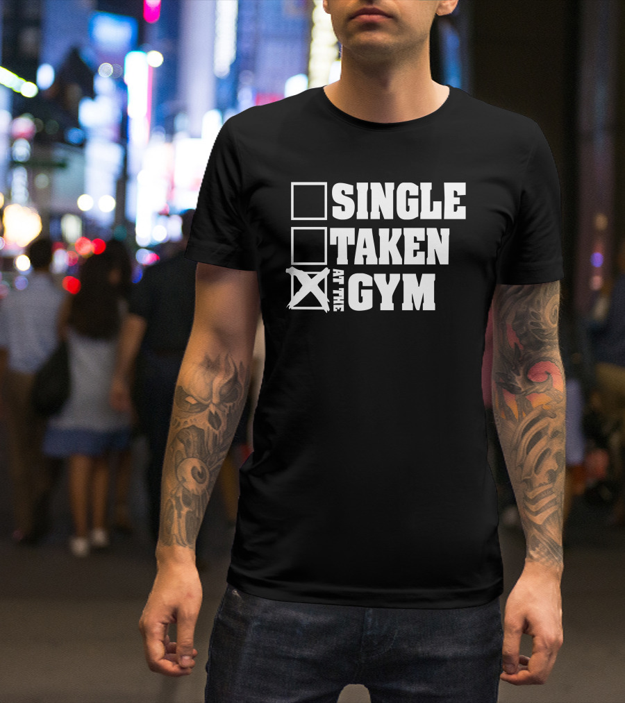 Single Taken At The Gym X Checked Fitness Commitment T-Shirt