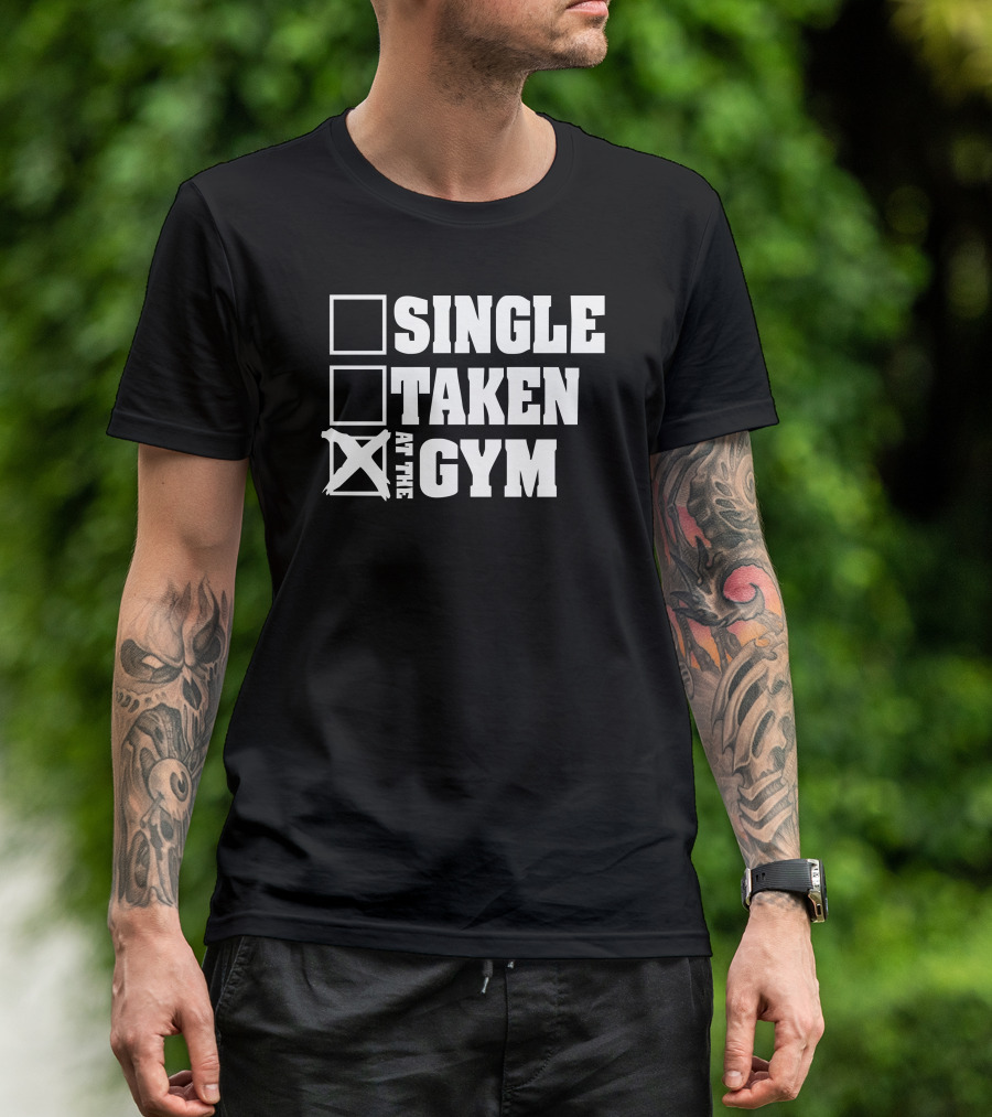 Single Taken At The Gym X Checked Fitness Commitment T-Shirt