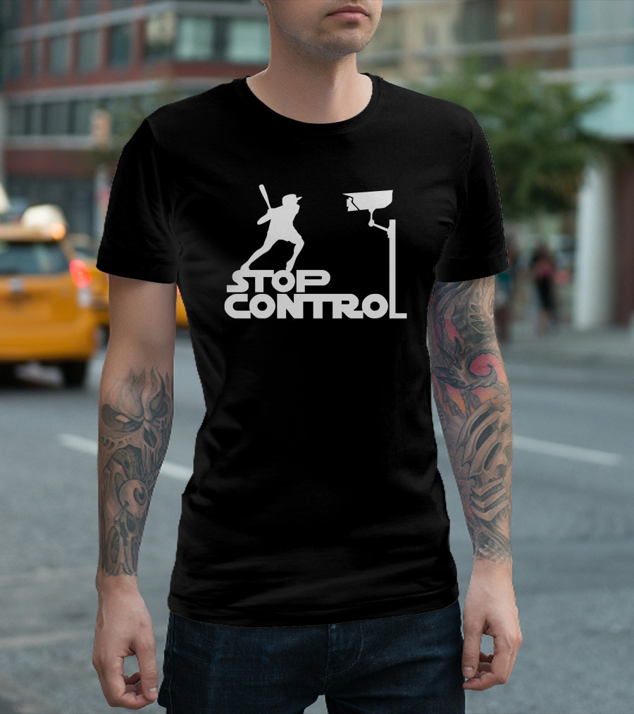 Stop Control Surveillance Baseball Player T-Shirt