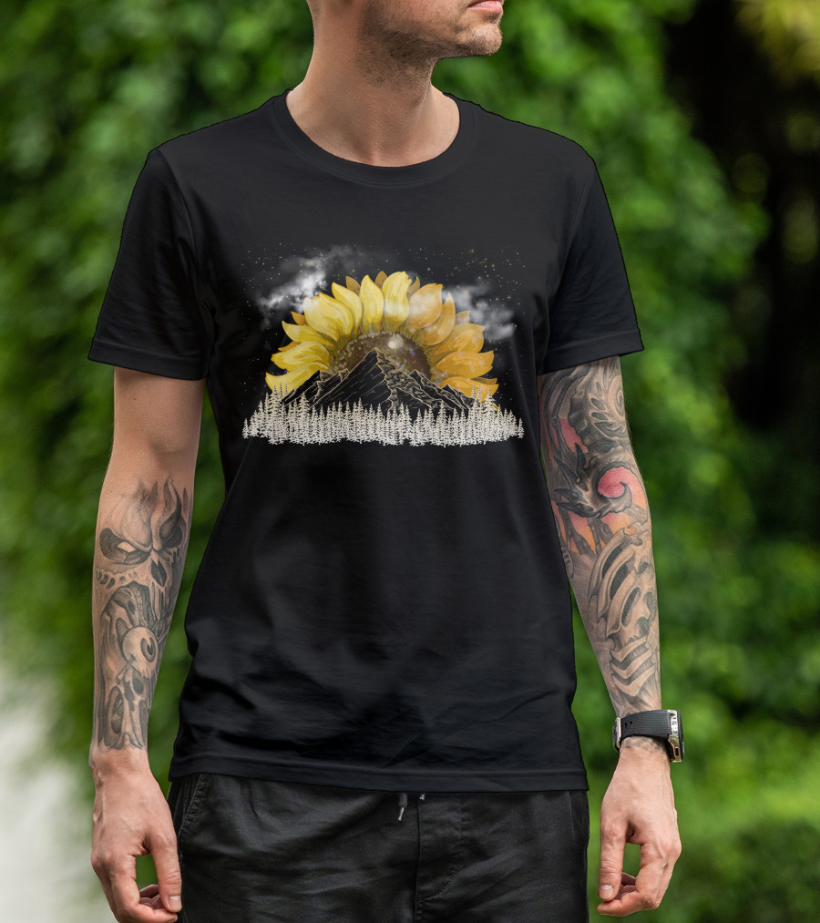 Sunflower Rising Above Mountain Forest T-Shirt