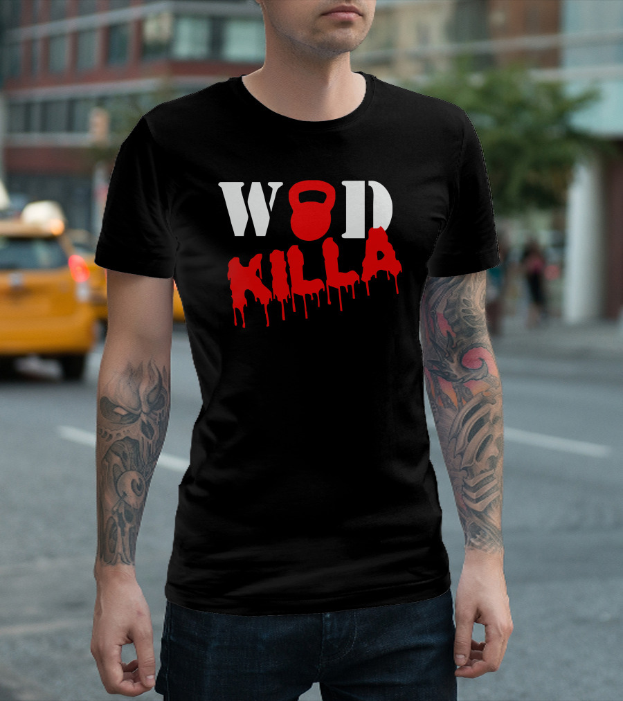 WOD Killa Kettlebell Red Dripping Text T-Shirt